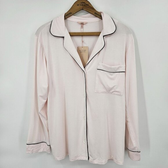 New Eberjey Long Sleeve PJ Top Only Womens XS Gisele Pink Black - Picture 1 of 7